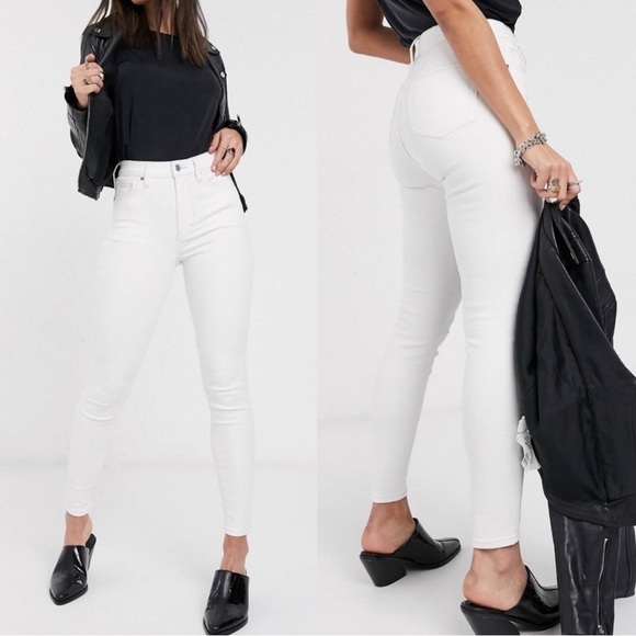 New Jamie High Waist Ankle Skinny Jeans 26 W / 30 L cream off-white white - Picture 1 of 11